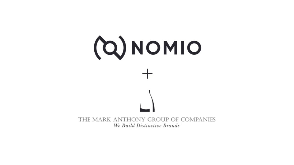 The Nomio logo and the Mark Anthony Brands logo on a white background