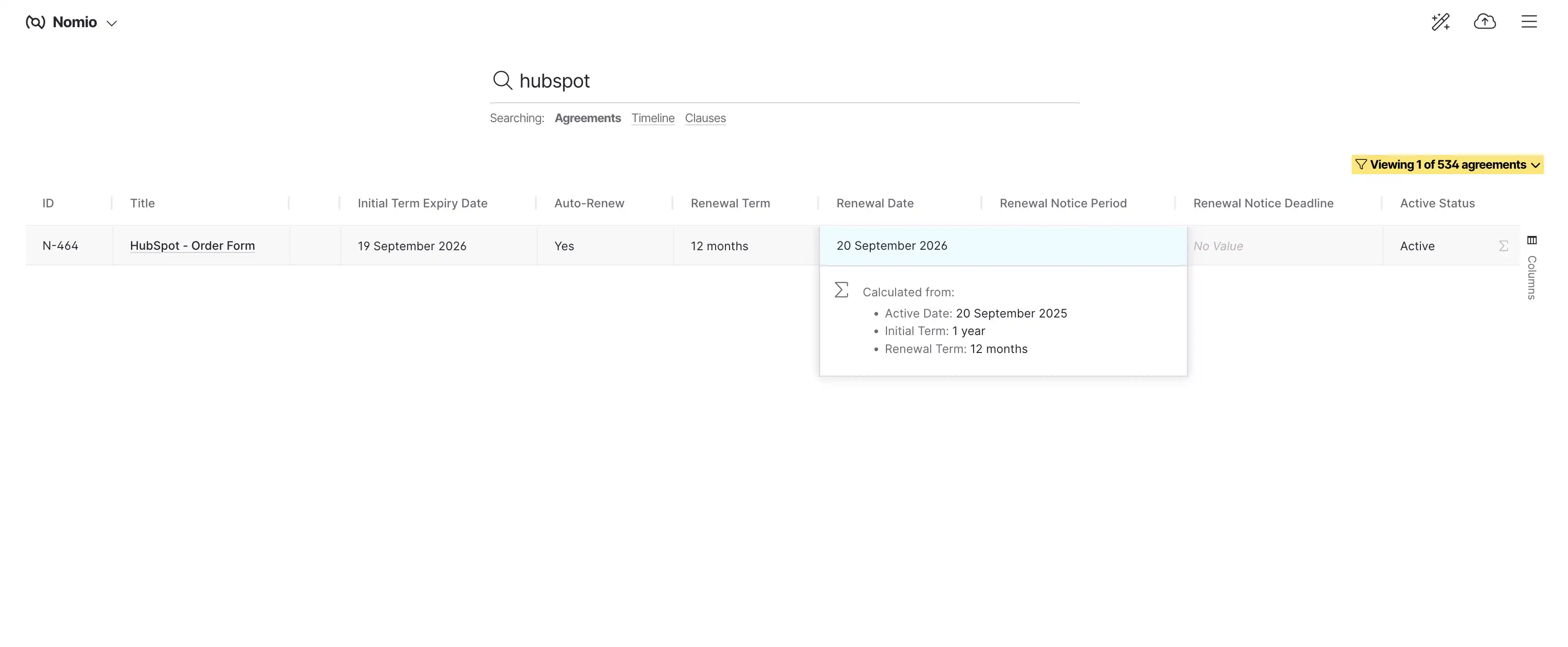 Hubspot contract in the Nomio Grid Hubspot contract in the Nomio Grid